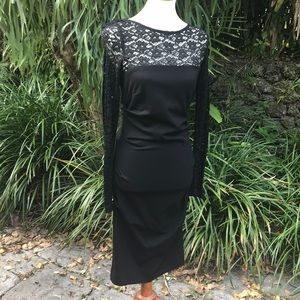 Nicole Miller Atelier Black Ruched lace dress